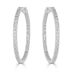 Mark Broumand Pendientes de aro de diamantes talla brillante redondos de 2.37 quilates