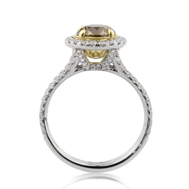 Women's or Men's Mark Broumand 2.49ct Fancy Brown Yellow Round Brilliant Cut Diamond Ring For Sale