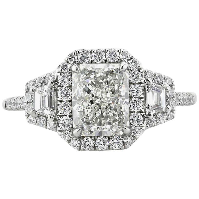Mark Broumand Anillo de compromiso de diamantes talla radiante de 2.50 quilates