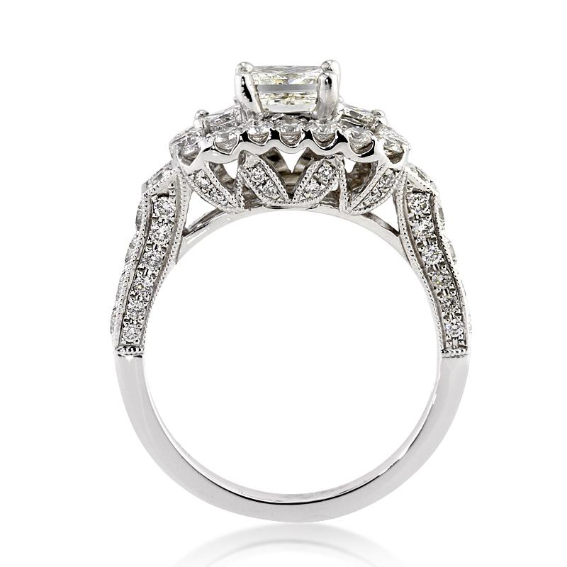 Women's or Men's Mark Broumand 2.59 Carat Princess Cut Diamond Engagement Ring For Sale