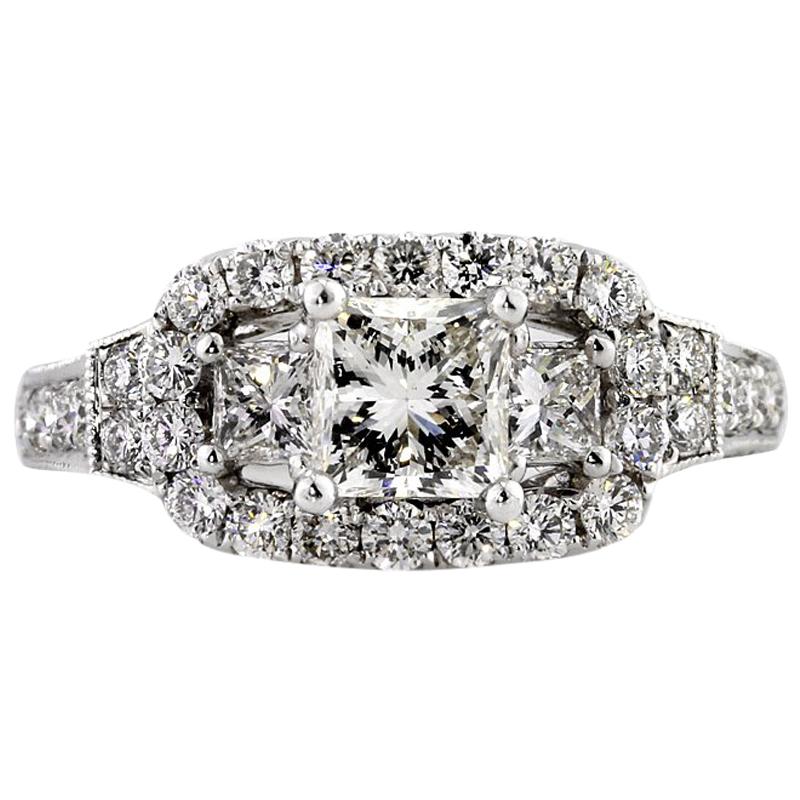 Mark Broumand Anillo de compromiso de diamantes talla princesa de 2.59 quilates