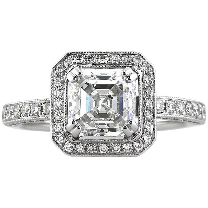 Anello di fidanzamento con diamante taglio Asscher di Mark Broumand da 2,60 carati in vendita