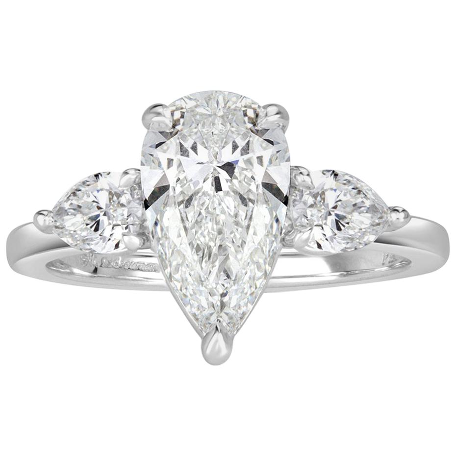 Mark Broumand 2.62 Carat Pear Shaped Diamond Engagement Ring