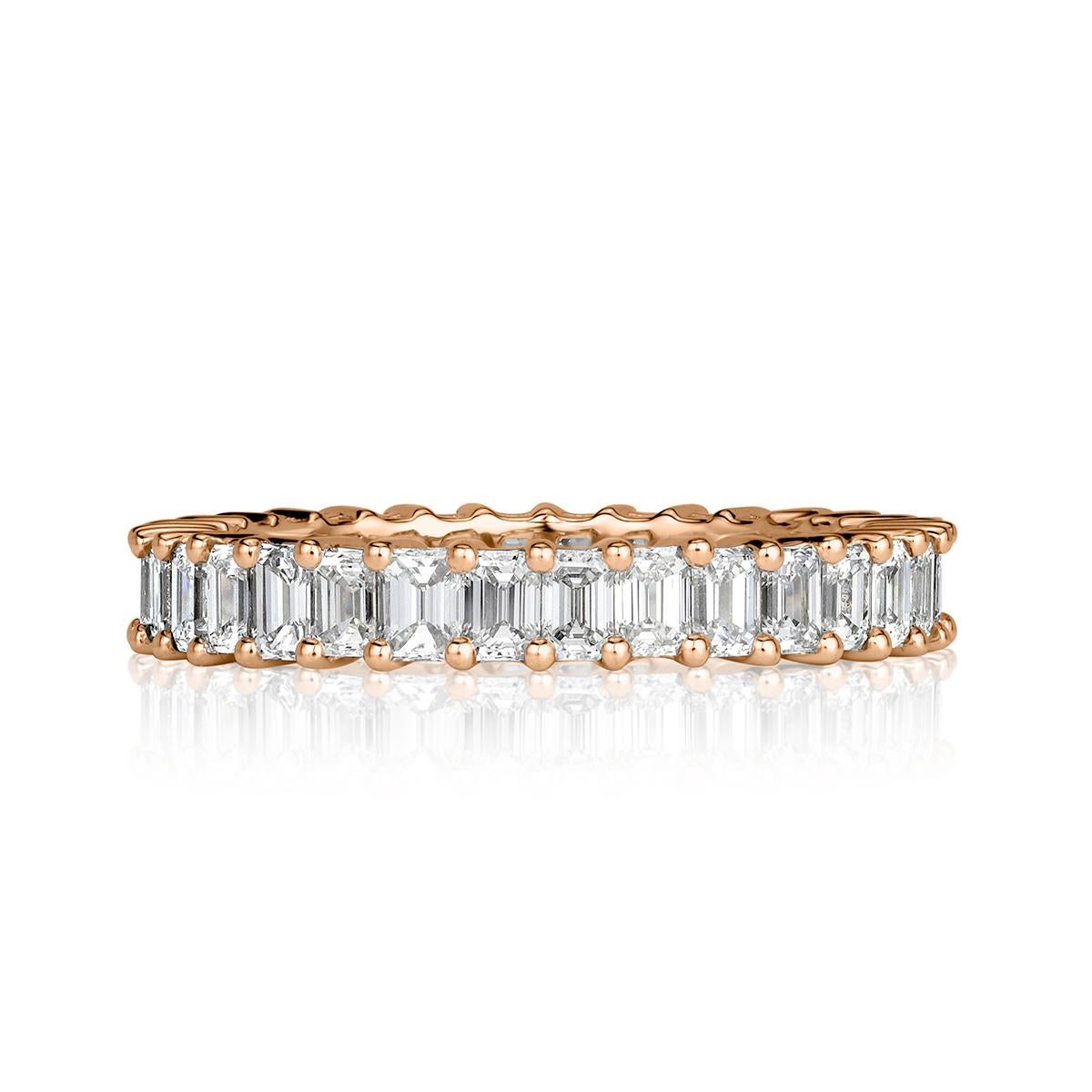 Women's or Men's Mark Broumand 2.70 Carat Emerald Cut Diamond Eternity Band in 18 Karat Rose Gold For Sale