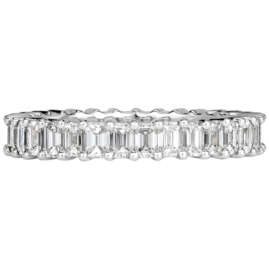 Mark Broumand 2.70 Carat Emerald Cut Diamond Eternity Band in 18 Karat Gold For Sale