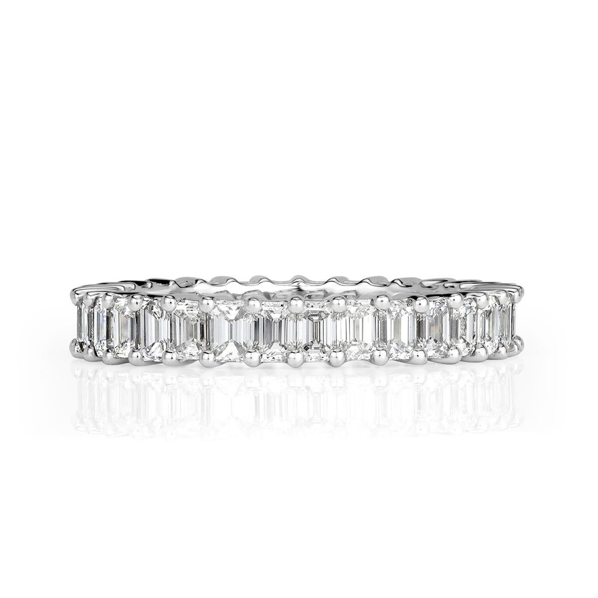 Women's or Men's Mark Broumand 2.70 Carat Emerald Cut Diamond Eternity Band in Platinum For Sale