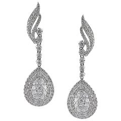 Mark Broumand 2.70 Carat Round Brilliant Cut Diamond Teardrop Earrings