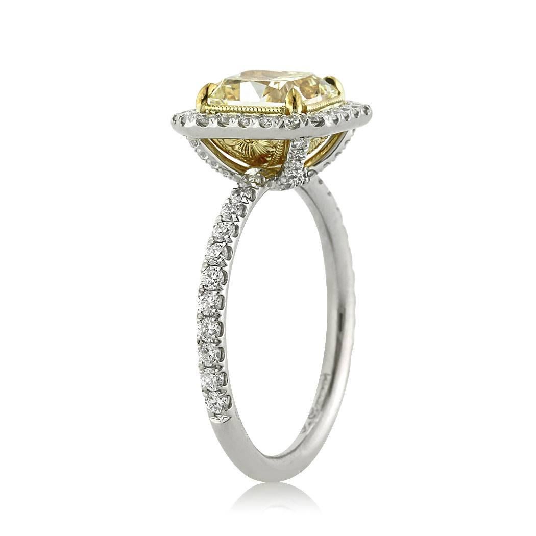Modern Mark Broumand 2.76 Carat Fancy Yellow Radiant Cut Diamond Engagement Ring