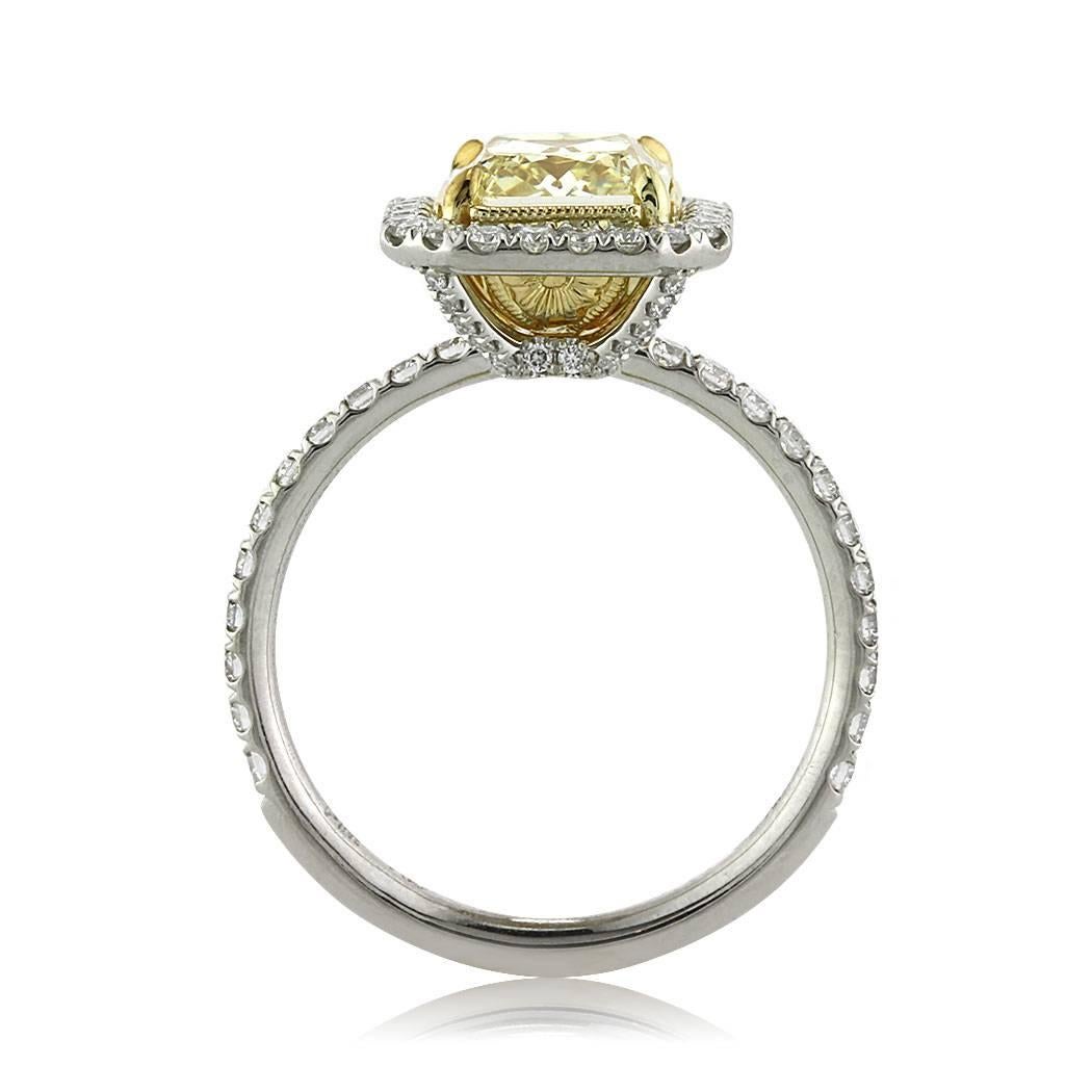 Mark Broumand 2.76 Carat Fancy Yellow Radiant Cut Diamond Engagement Ring In New Condition In Los Angeles, CA