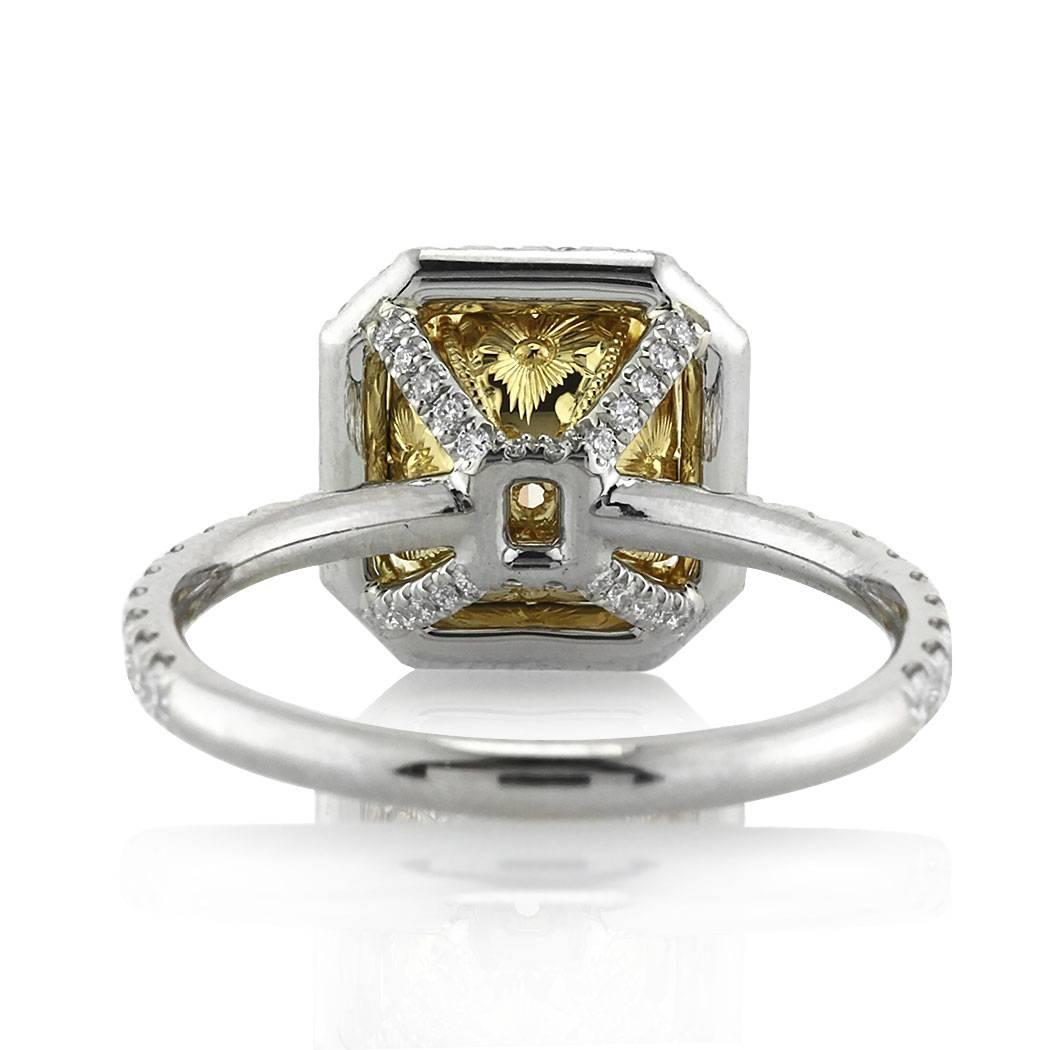 Women's or Men's Mark Broumand 2.76 Carat Fancy Yellow Radiant Cut Diamond Engagement Ring