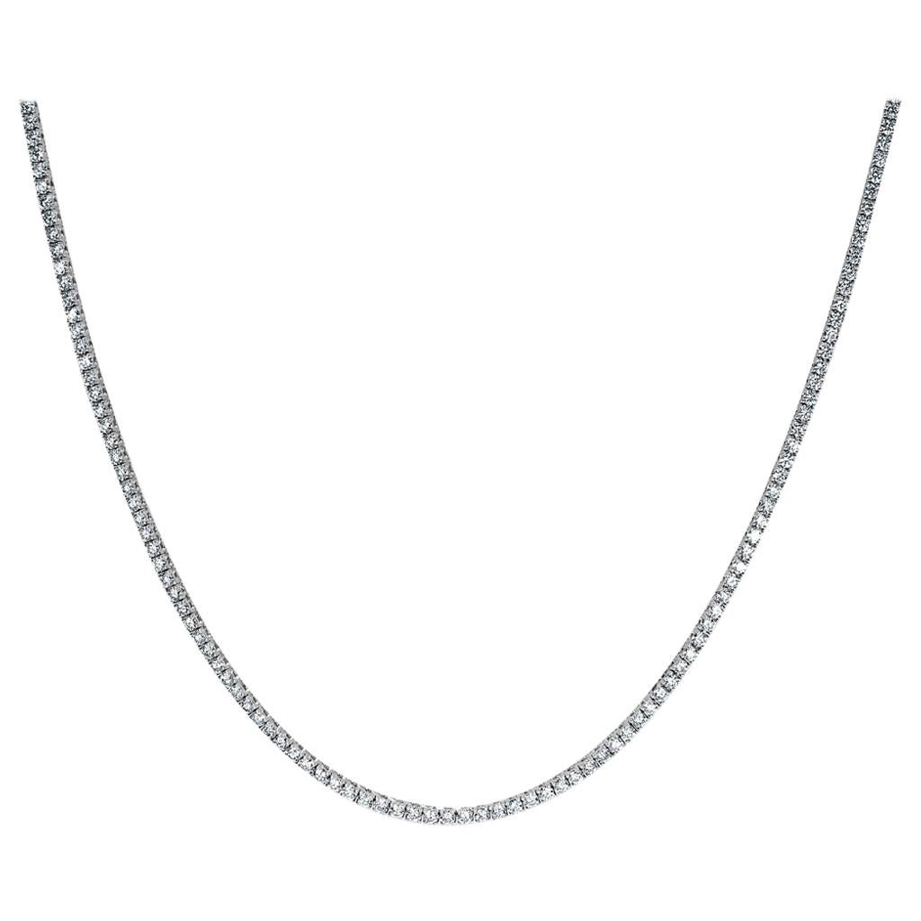 Mark Broumand 2.83ct Round Brilliant Cut Diamond Tennis Necklace in 18k White For Sale