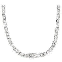 Mark Broumand 28.56 Carat Radiant Cut Diamond Tennis Necklace in 18 Karat Gold