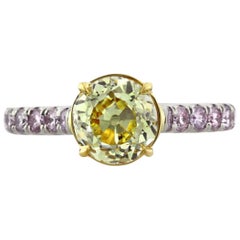 Mark Broumand 2.90 Carat Fancy Yellow Old European Round Diamond Engagement Ring