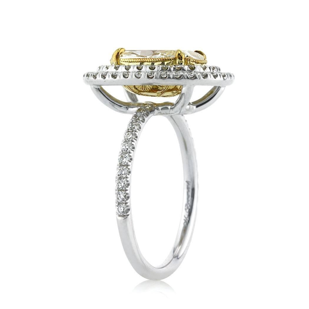 Modern Mark Broumand 2.90 Carat Fancy Light Yellow Oval Cut Diamond Engagement Ring
