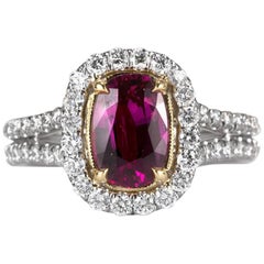 Mark Broumand 2.91 Carat Cushion Cut Ruby and Diamond Ring