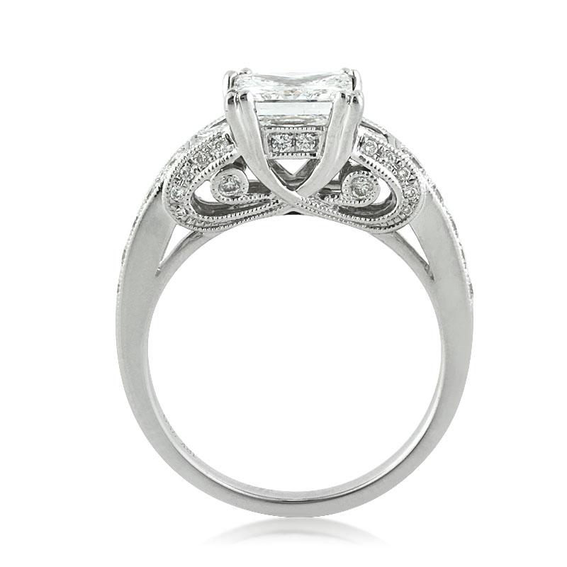 Women's or Men's Mark Broumand 2.95 Carat Princess Cut Diamond Engagement Ring