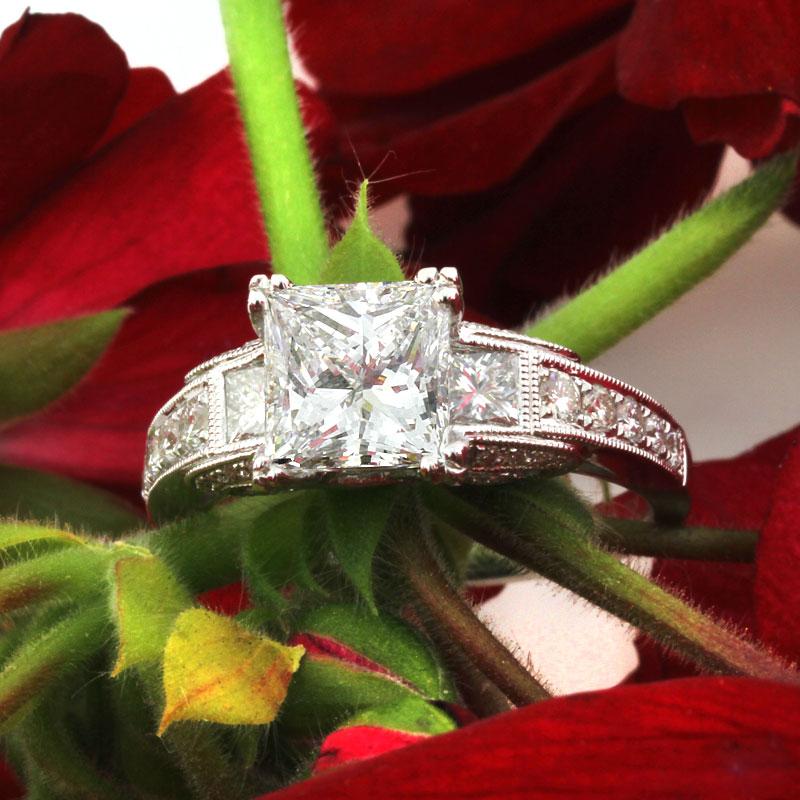 Mark Broumand 2.95 Carat Princess Cut Diamond Engagement Ring 1