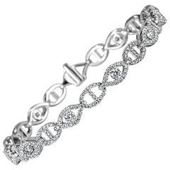 Mark Broumand Bracciale con diamanti rotondi taglio brillante da 2,95 carati in oro bianco 14k