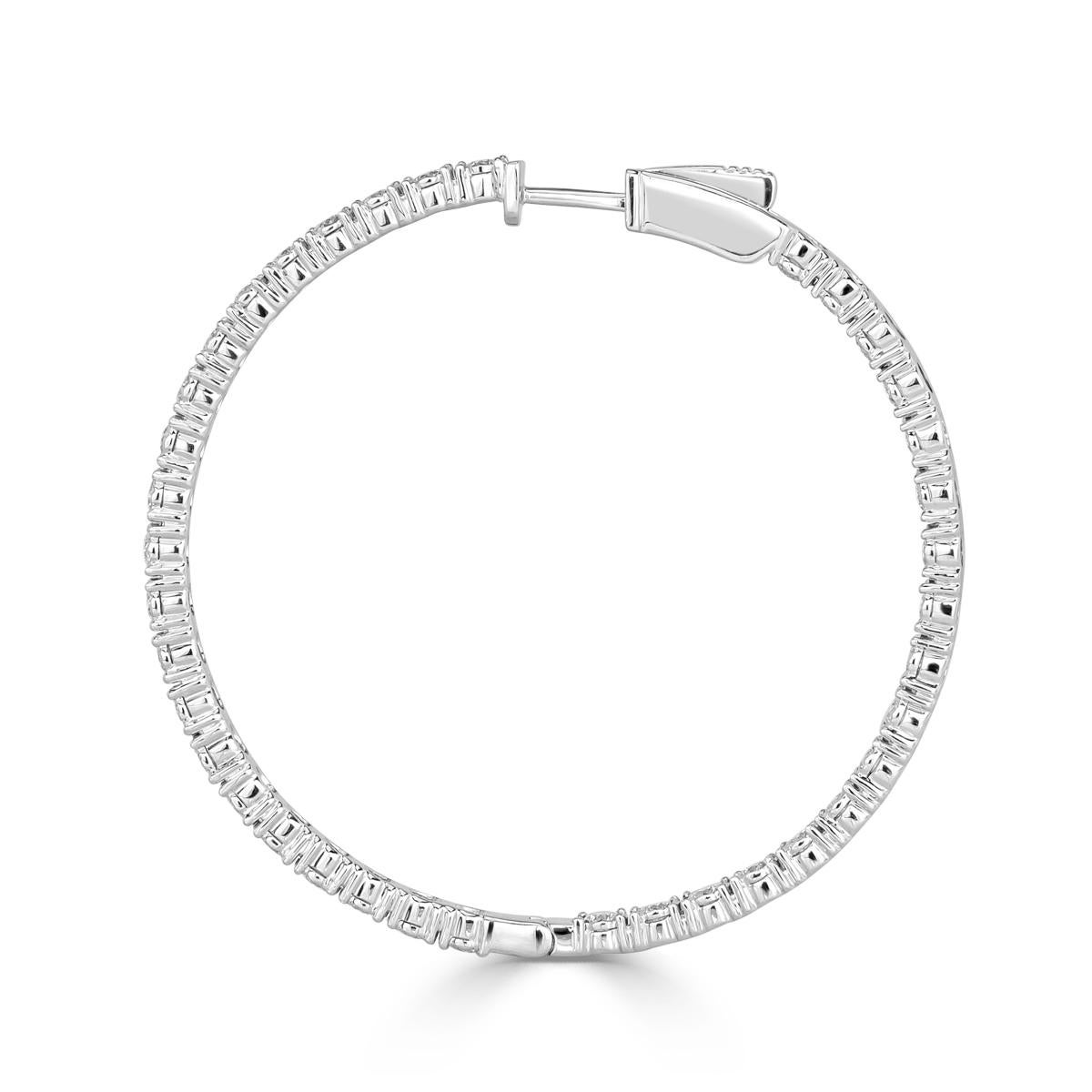 Mark Broumand 3.00 Carat Round Brilliant Cut Diamond Hoop Earrings In New Condition For Sale In Los Angeles, CA
