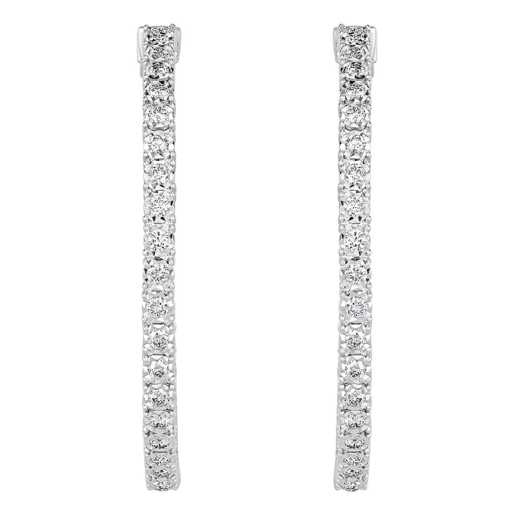 Mark Broumand 3.00 Carat Round Brilliant Cut Diamond Hoop Earrings For Sale