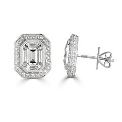 Mark Broumand 3.07 Carat Emerald Cut Diamond Halo Earrings
