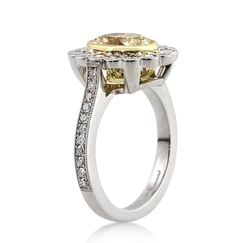 Mark Broumand 3.09 Carat Fancy Yellow Oval Cut Diamond Engagement Ring In New Condition In Los Angeles, CA