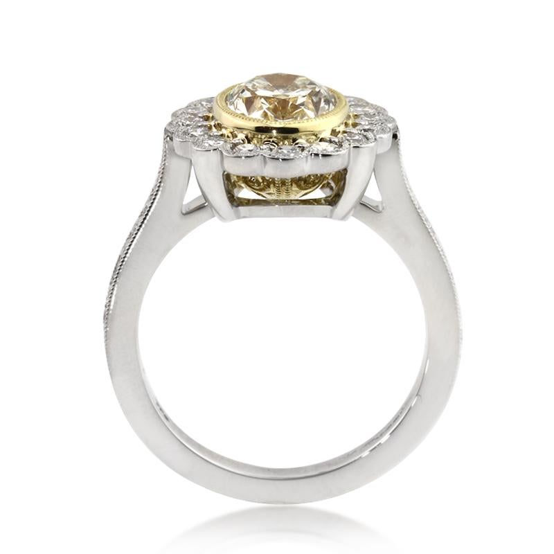 Women's or Men's Mark Broumand 3.09 Carat Fancy Yellow Oval Cut Diamond Engagement Ring