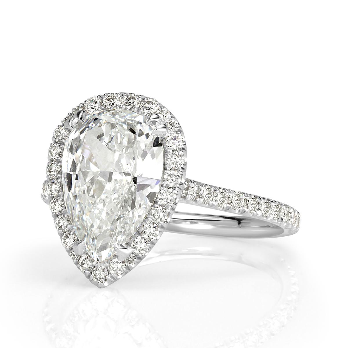 Mark Broumand 3.12 Carat Pear Shaped Diamond Engagement Ring In New Condition In Los Angeles, CA