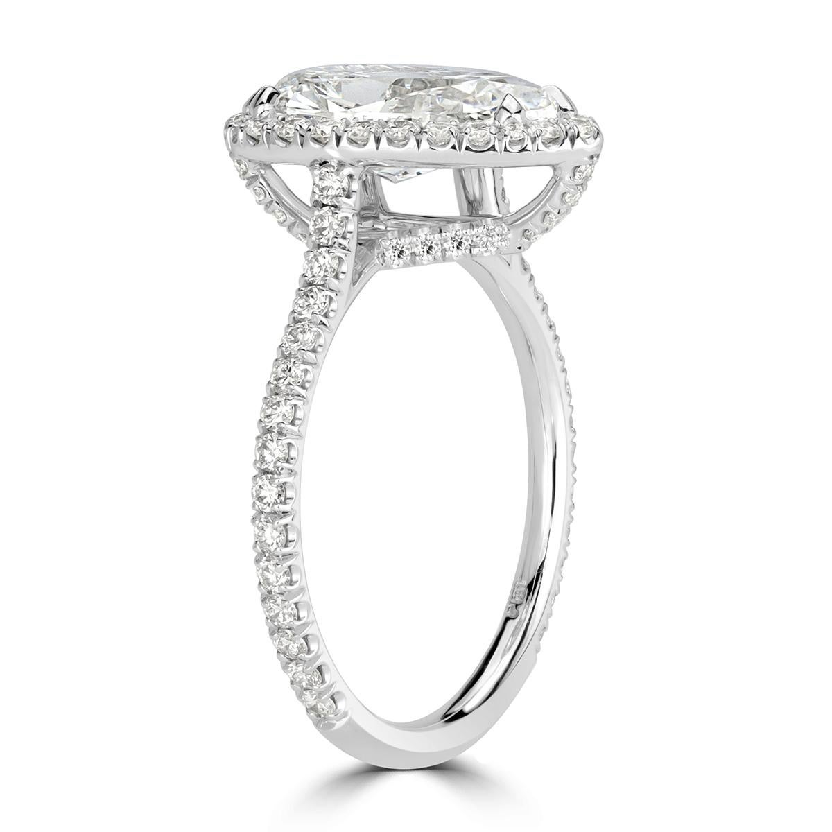 Women's or Men's Mark Broumand 3.12 Carat Pear Shaped Diamond Engagement Ring