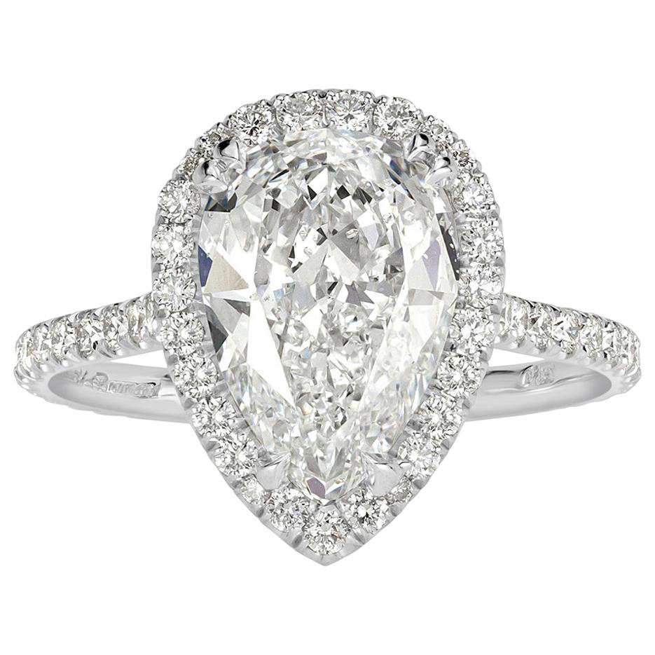 Mark Broumand 3.12 Carat Pear Shaped Diamond Engagement Ring