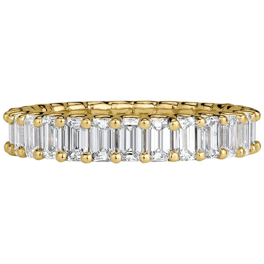 Mark Broumand 3.15 Carat Emerald Cut Diamond Eternity Band in 18 Karat Gold For Sale