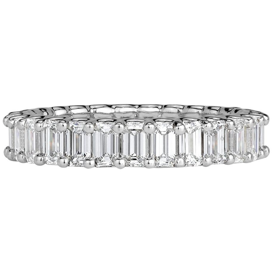 Mark Broumand 3.15 Carat Emerald Cut Diamond Eternity Band in Platinum For Sale