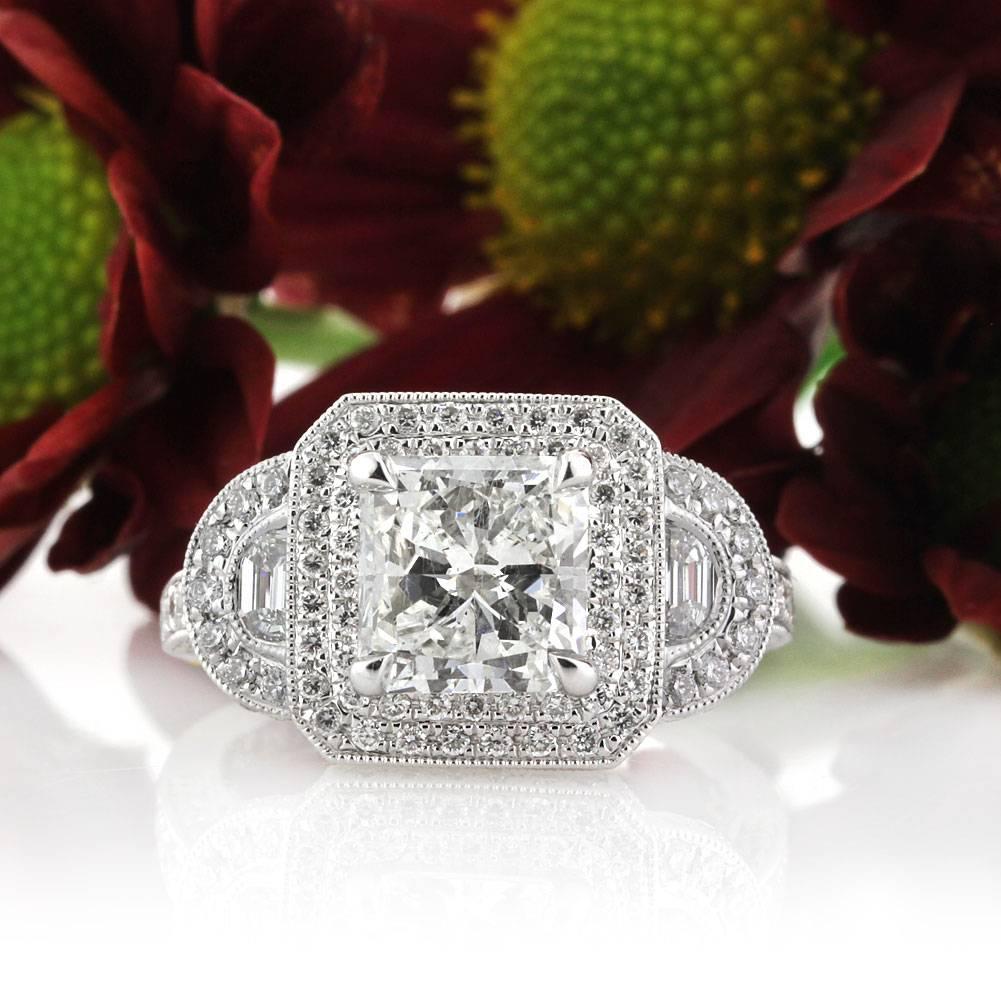 Women's or Men's Mark Broumand 3.23 Carat Radiant Cut Diamond Engagement Ring For Sale