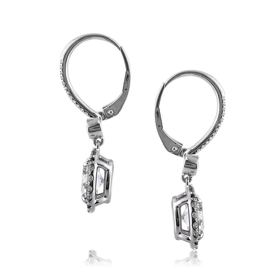 Modern Mark Broumand 3.25 Carat Oval Cut Diamond Dangle Earrings in 18 Karat White Gold