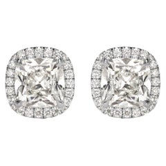 Mark Broumand 3.26 Carat Old Mine Cut Diamond Halo Stud Earrings