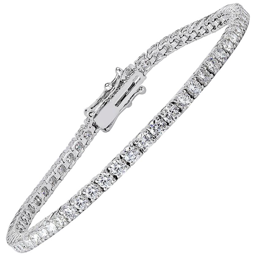 Mark Broumand 3.48 Carat Round Brilliant Cut Diamond Tennis Bracelet For Sale