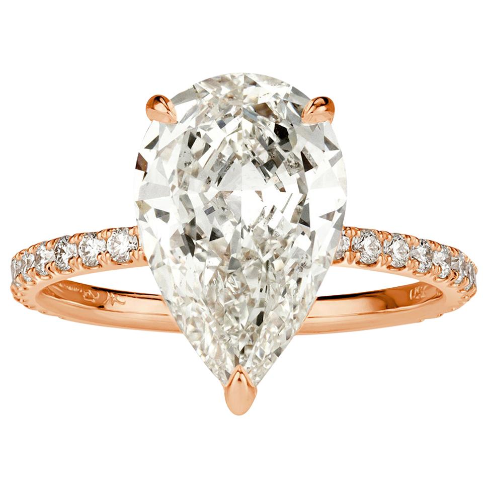 Mark Broumand 3.49 Carat Pear Shaped Diamond Engagement Ring