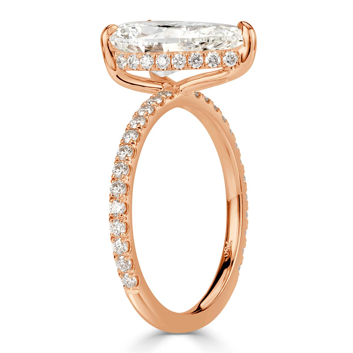 Women's or Men's Mark Broumand 3.49 Carat Pear Shaped Diamond Engagement Ring
