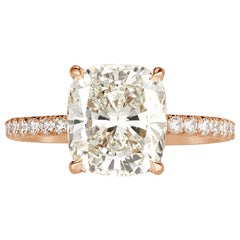 Mark Broumand 3.56 Carat Cushion Cut Diamond Engagement Ring