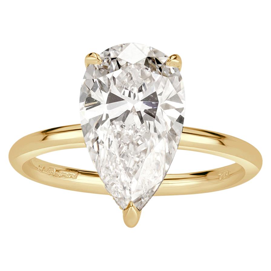 Mark Broumand 3.64 Carat Pear Shaped Diamond Engagement Ring