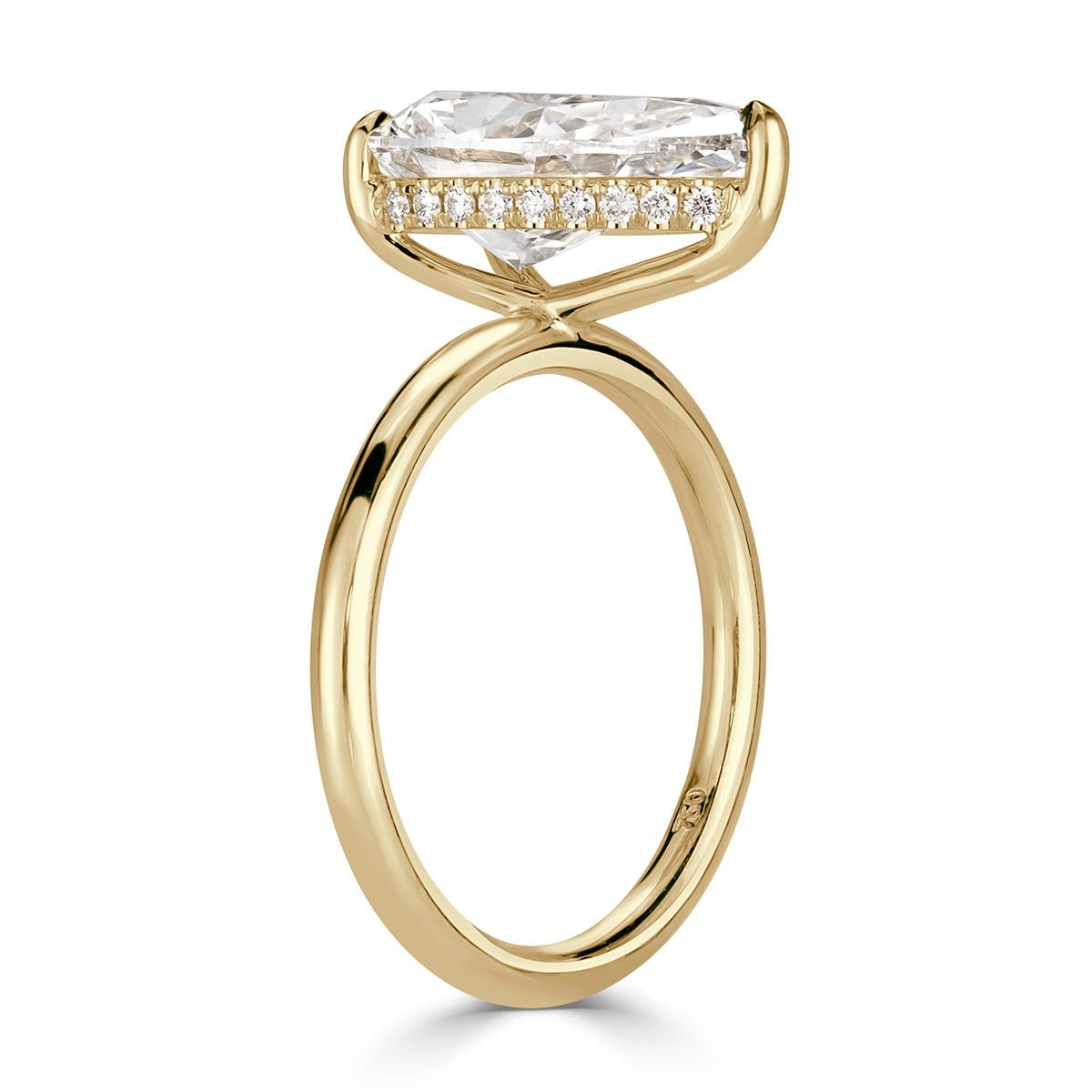 Women's or Men's Mark Broumand 3.64 Carat Pear Shaped Diamond Engagement Ring