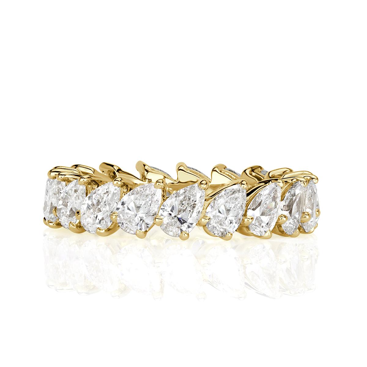 Mark Broumand 3.65 Carat Pear Shaped Diamond Eternity Band in 18 Karat Gold In New Condition For Sale In Los Angeles, CA