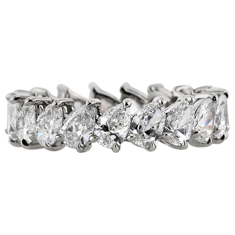 Mark Broumand 3.65 Carat Pear Shaped Diamond Eternity Band in 18 Karat Gold For Sale