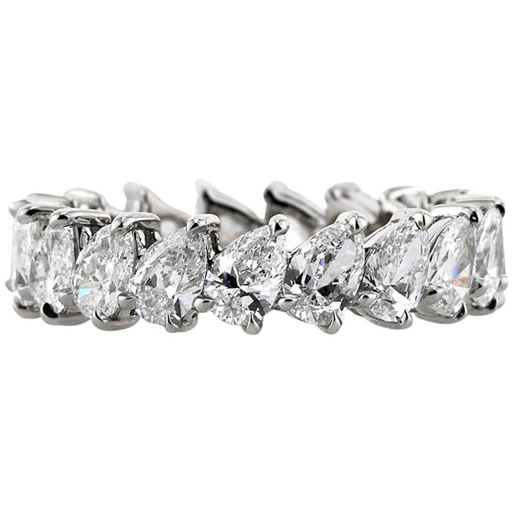 Mark Broumand 3.65 Carat Pear Shaped Diamond Eternity Band in Platinum For Sale