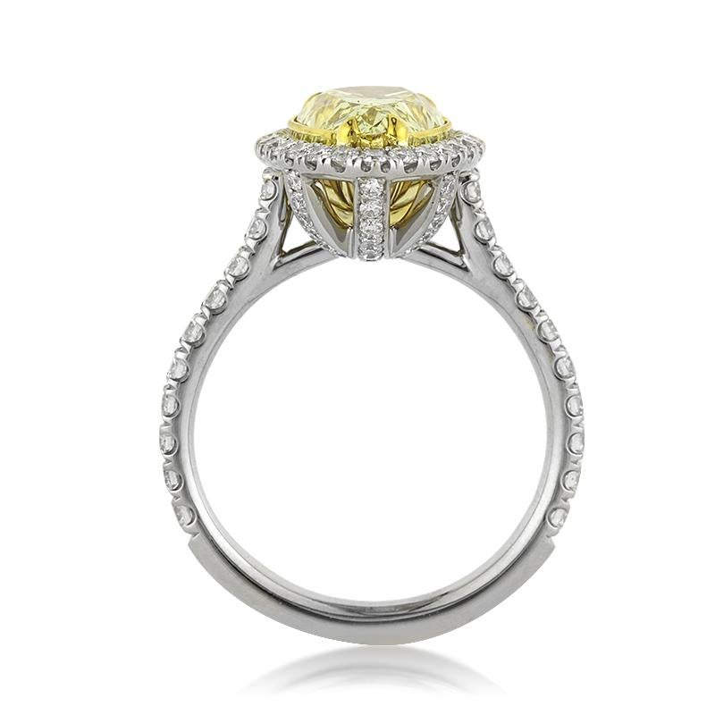 Mark Broumand 3.65ct Fancy Intense Yellow Pear Shaped Diamond Engagement Ring In New Condition In Los Angeles, CA