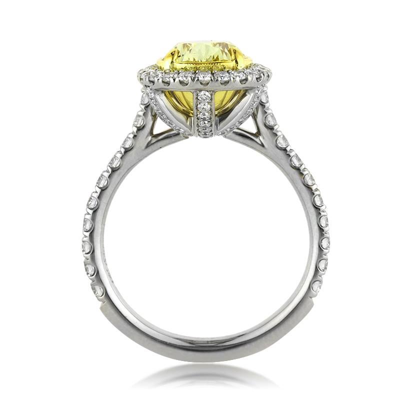 Women's or Men's Mark Broumand 3.65ct Fancy Intense Yellow Pear Shaped Diamond Engagement Ring
