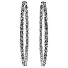 Mark Broumand 3.75 Carat Round Brilliant Cut Diamond Hoop Earrings