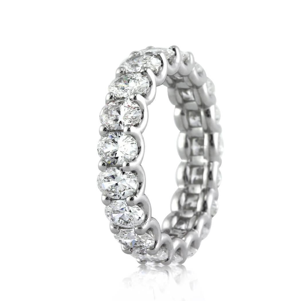 This stunning oval cut diamond eternity band features 3.75ct of perfectly matched oval cut diamonds graded at F-G, VS1-VS2. They are set to perfection in this 