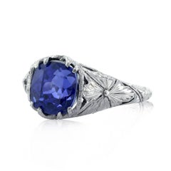 Mark Broumand 3.90 Carat Cushion Cut Ceylon Sapphire Engagement Ring