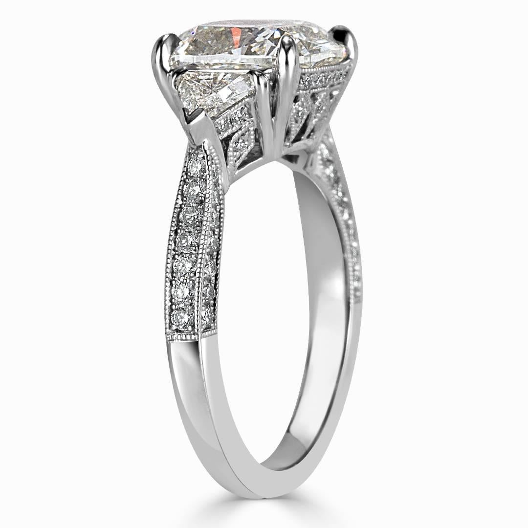 Modern Mark Broumand 3.95 Carat Cushion Cut Diamond Engagement Ring